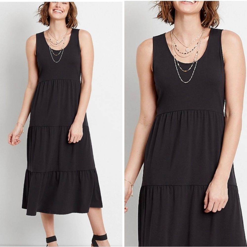 Nicole Miller Black Tiered Sleeveless Dress